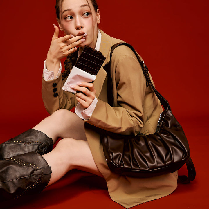 Croissant Shaped Faux Leather Sling Bag