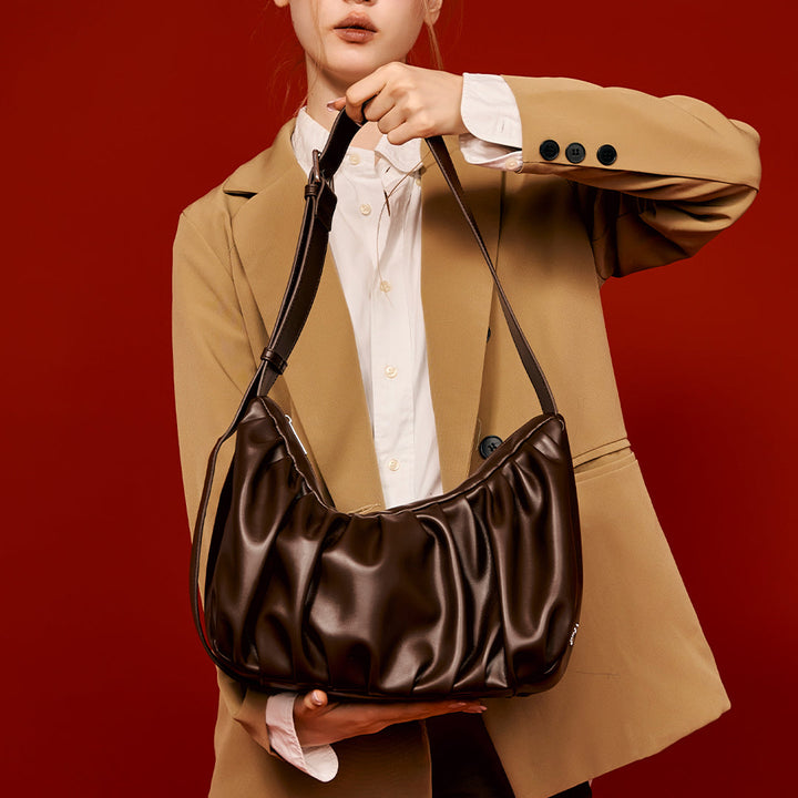 Croissant Shaped Faux Leather Sling Bag