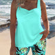 VICTORIA | STRIPED TANKINI VEST WITH PRINTED BEACH SHORTS