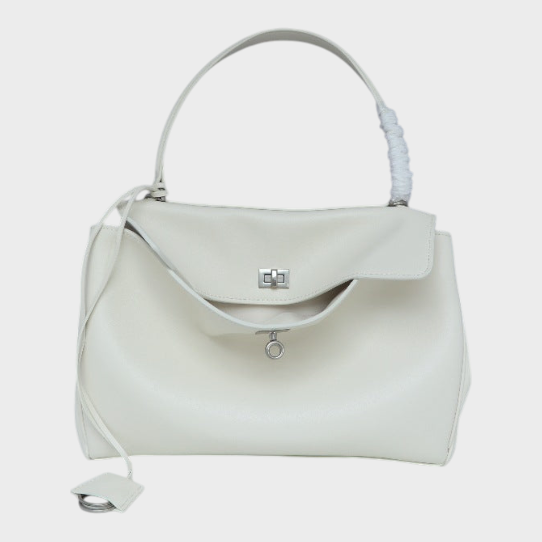 Structured Leather Handbag with Magnetic Flap