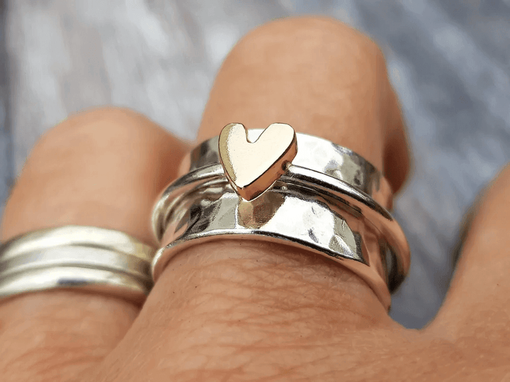 Rosalind | Silver Ring with Gold Heart