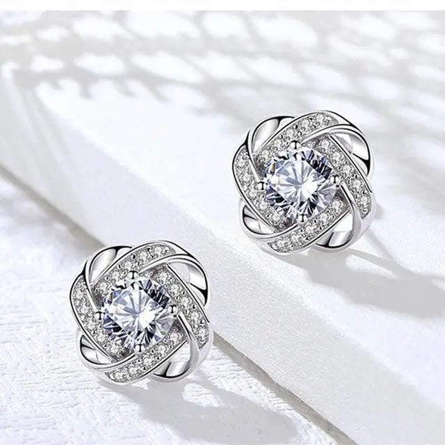 Sybil | Gold Spiral Earrings with Crystals