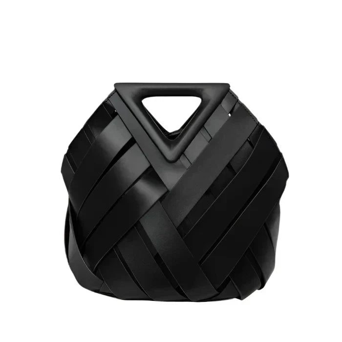 Structured Leather Handbag with Top Closure