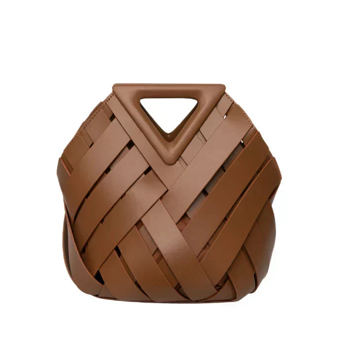 Structured Leather Handbag with Top Closure