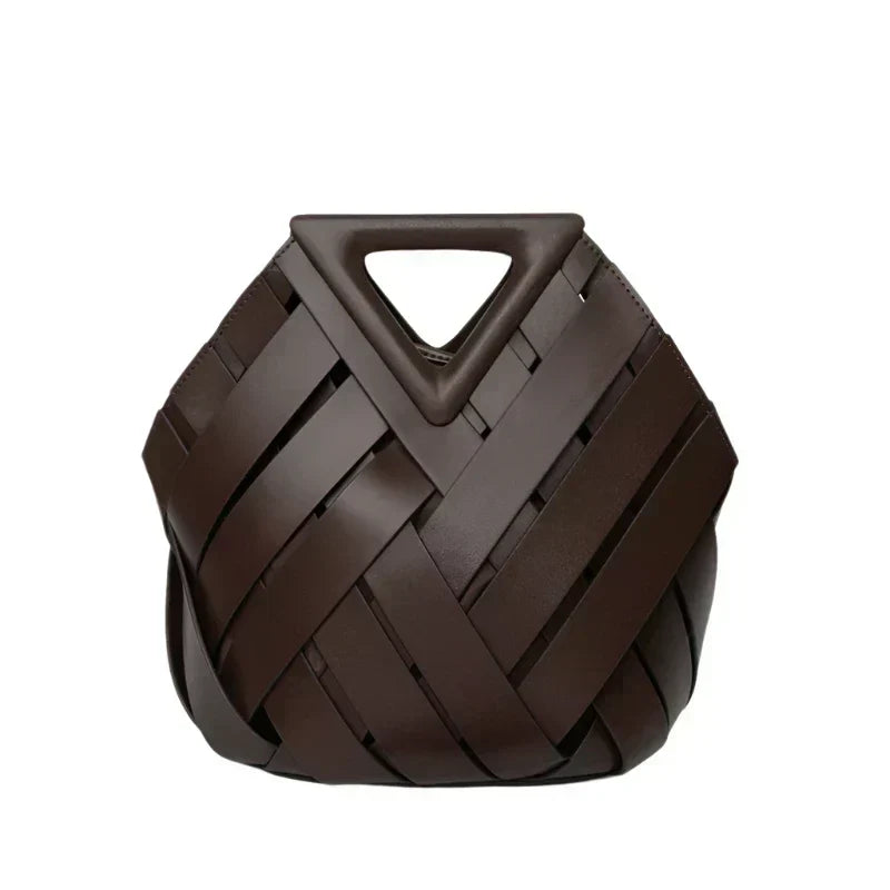 Structured Leather Handbag with Top Closure