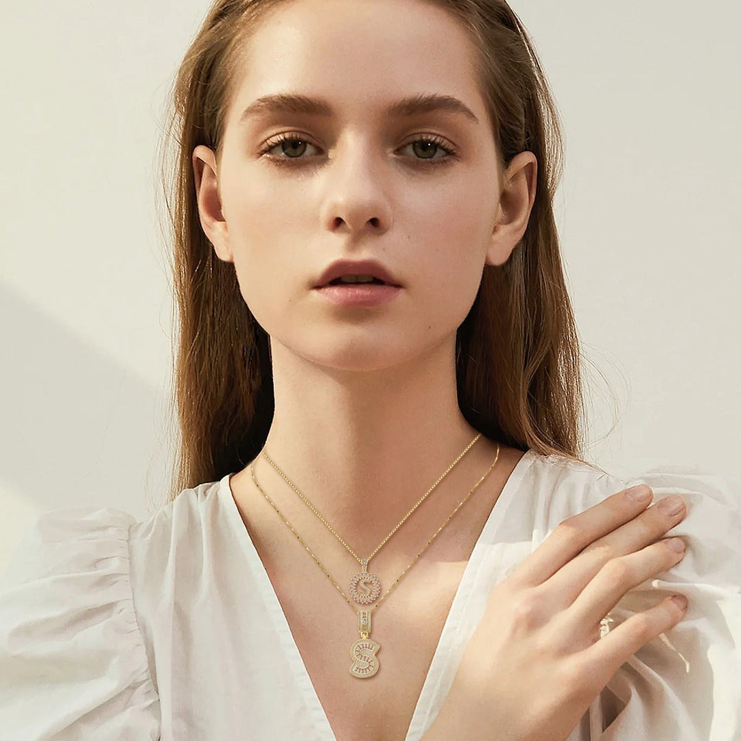 Imelda | Moissanite Initial Necklace Set