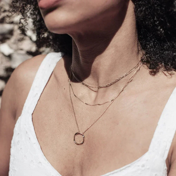 Octavia | Three-Row Open Hoop Necklace in Gold