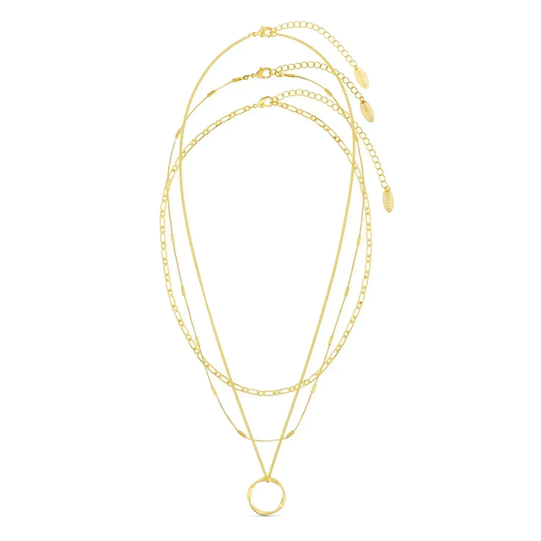 Octavia | Three-Row Open Hoop Necklace in Gold