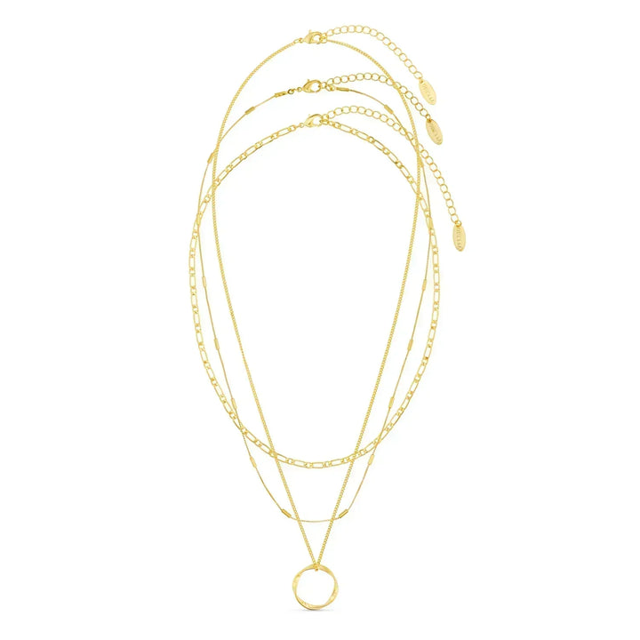 Octavia | Three-Row Open Hoop Necklace in Gold