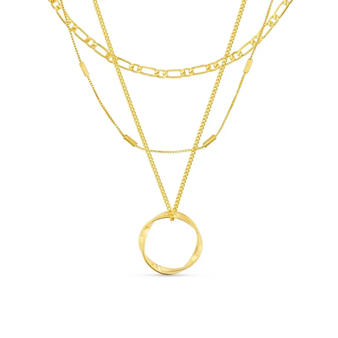 Octavia | Three-Row Open Hoop Necklace in Gold
