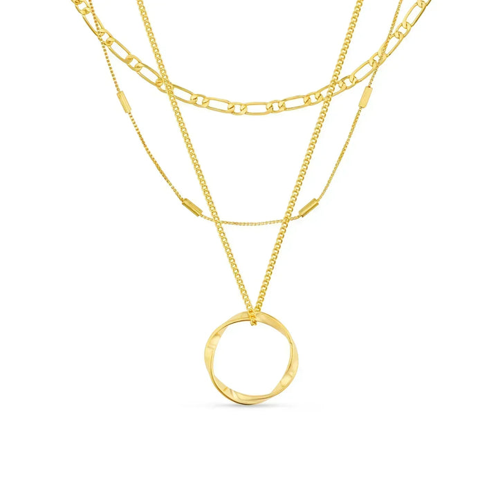 Octavia | Three-Row Open Hoop Necklace in Gold