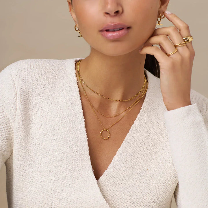 Octavia | Three-Row Open Hoop Necklace in Gold