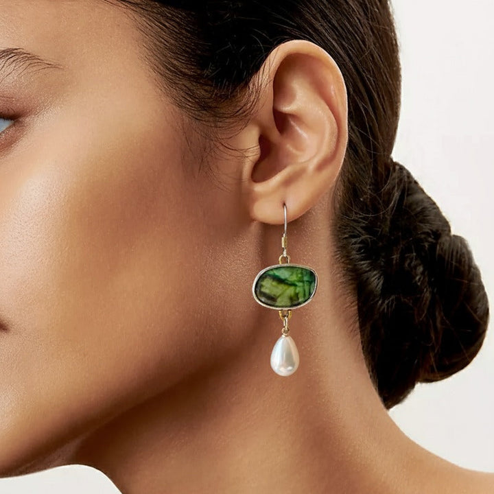 Ruth | Vintage Silver Earrings with Natural Stones