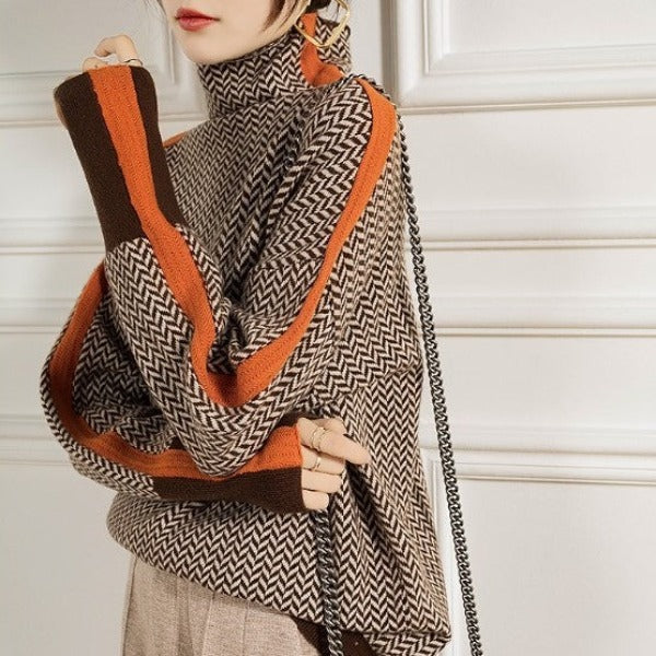 MAUREEN | HIGH-NECK STRIPED KNIT JUMPER