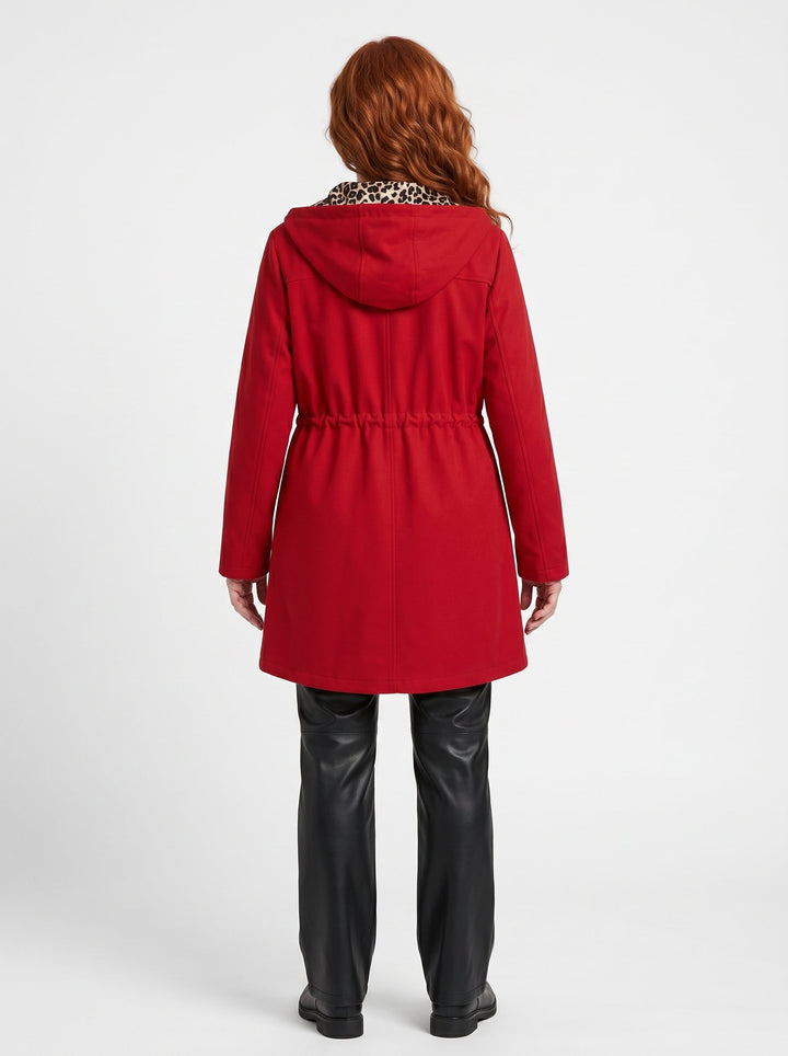 SIOBHÁN | REVERSIBLE LEOPARD TRIM HOODED JACKET