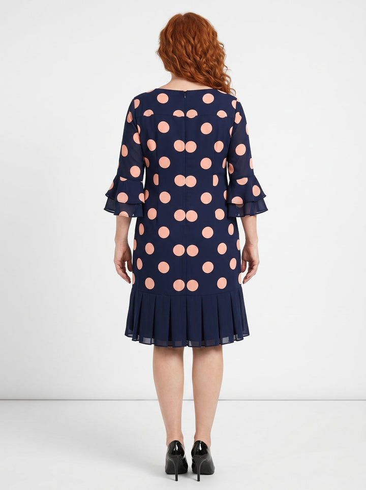 NIAMH | ELEGANT PLEATED POLKA DOT DRESS