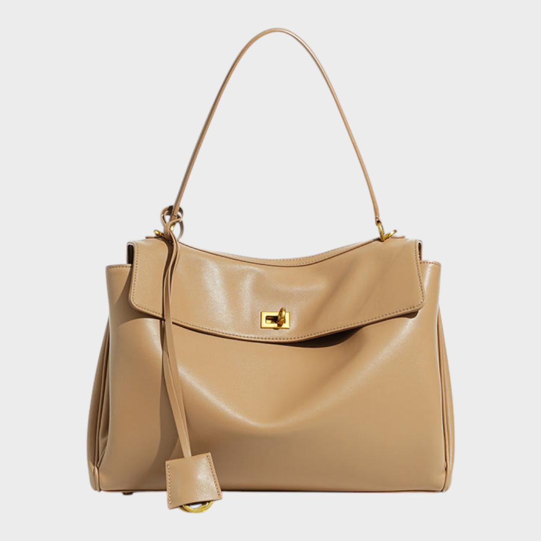 Structured Leather Handbag with Magnetic Flap