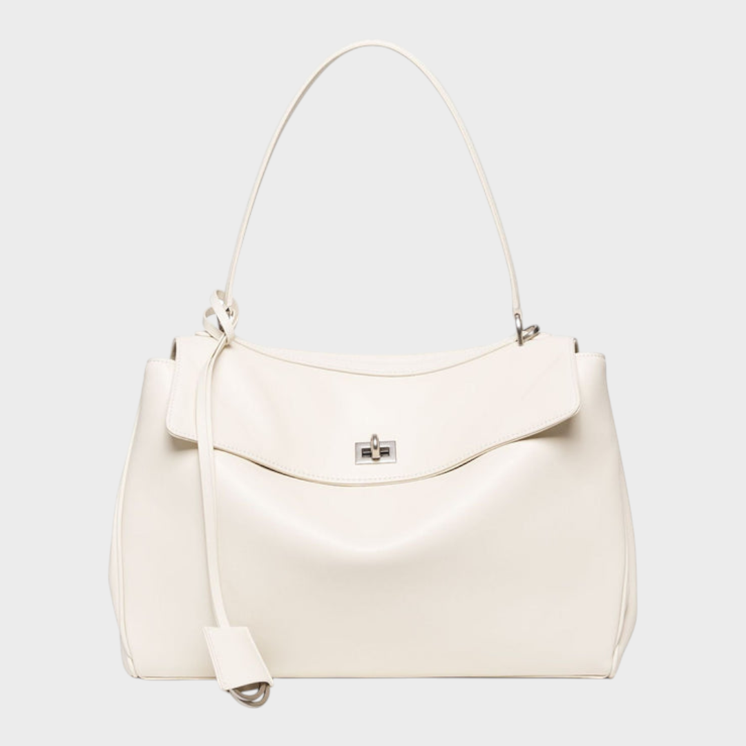 Structured Leather Handbag with Magnetic Flap