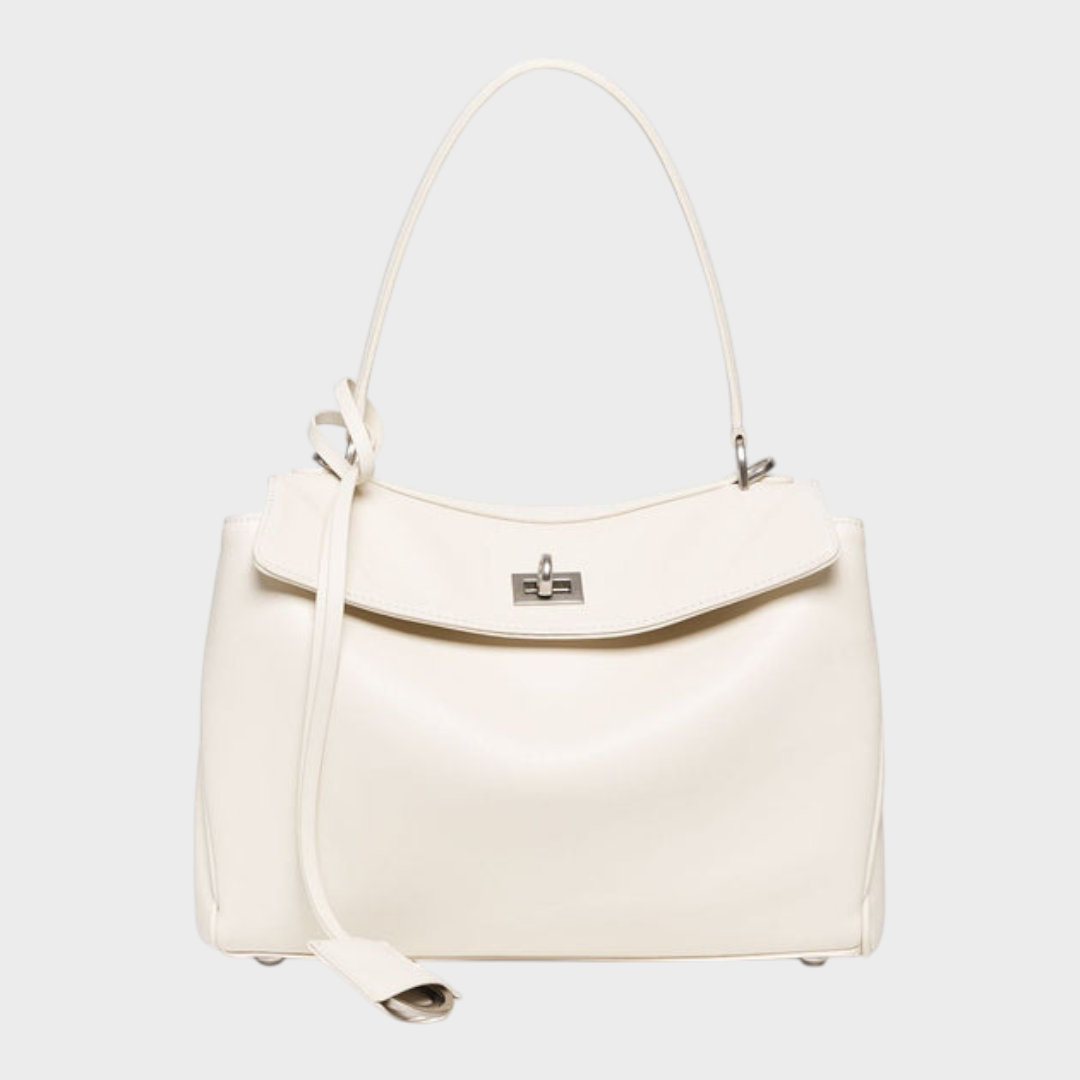Structured Leather Handbag with Magnetic Flap