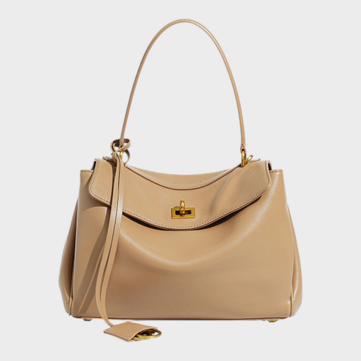 Structured Leather Handbag with Magnetic Flap