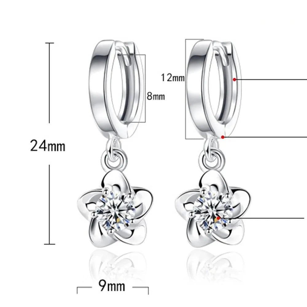 Yvette | Silver Earrings with Purple and White Zirconia