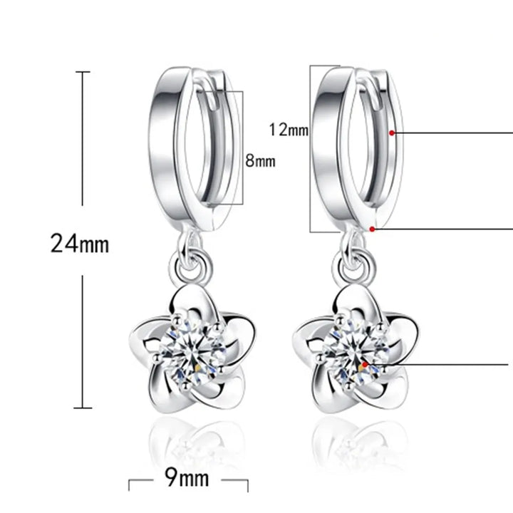 Yvette | Silver Earrings with Purple and White Zirconia
