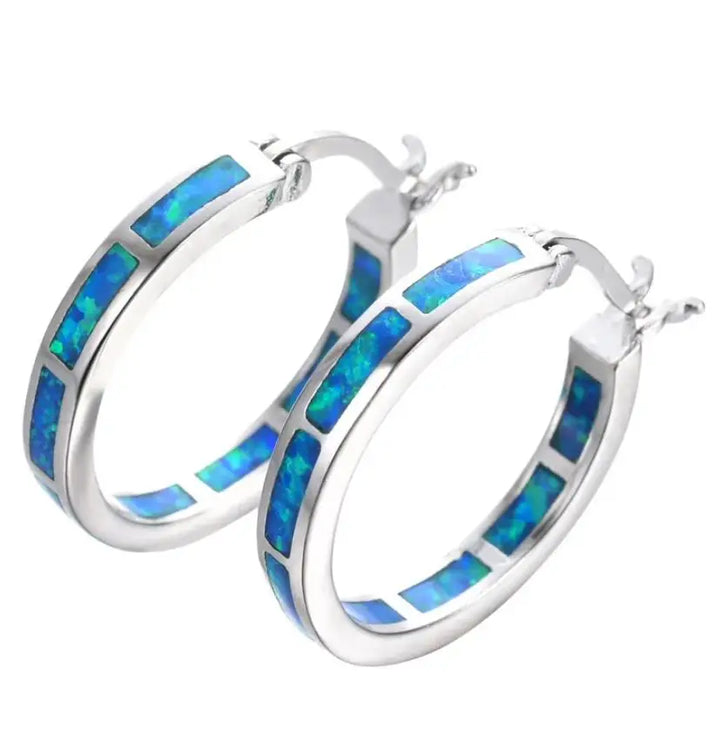 Blythe | Blue Fire Opal Circle Earrings