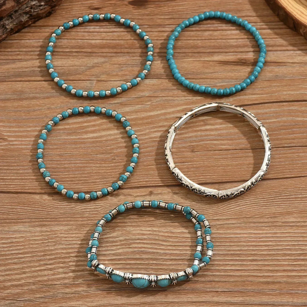 Iona | Turquoise Beaded Bracelet Set