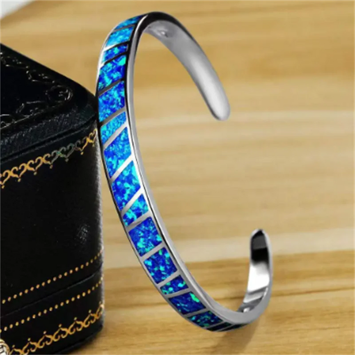 Kirsty | Adjustable Blue Fire Opal Bracelet in Silver