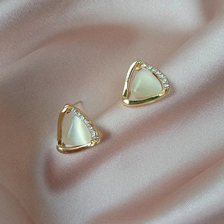 Xanthe | Triangle Earrings with Opal and Crystals
