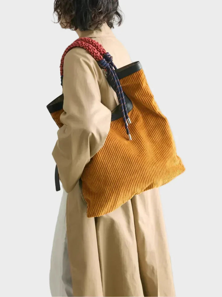 Corduroy Carryall Bucket Bag
