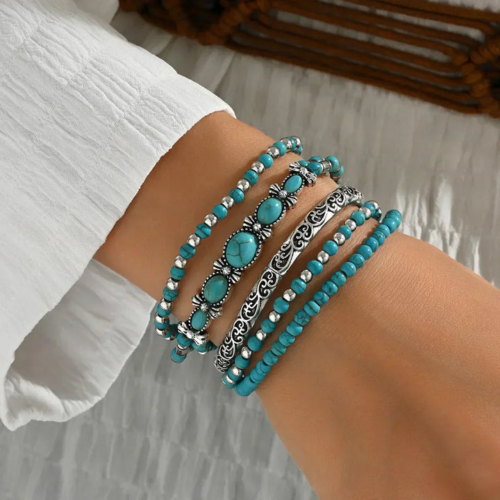 Iona | Turquoise Beaded Bracelet Set