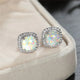 Elaine | Silver Earrings with Round White Fire Opal