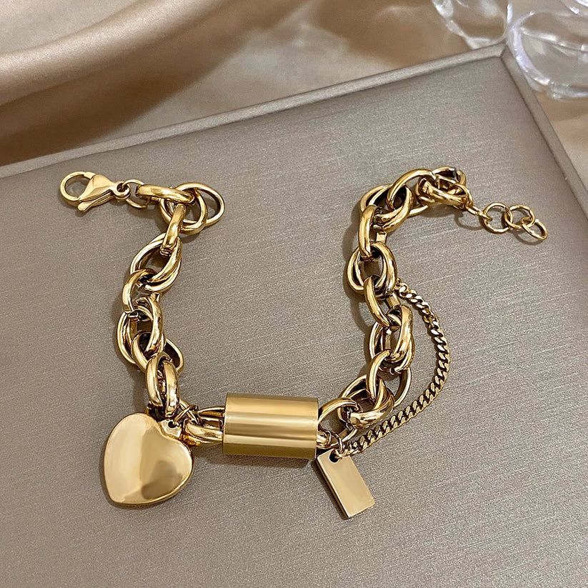Lottie | Gold Heart Charm Bracelet