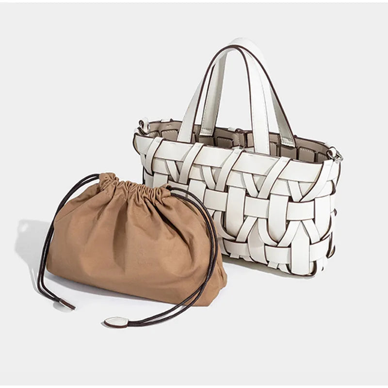 Handwoven Faux Leather Crossbody Bag