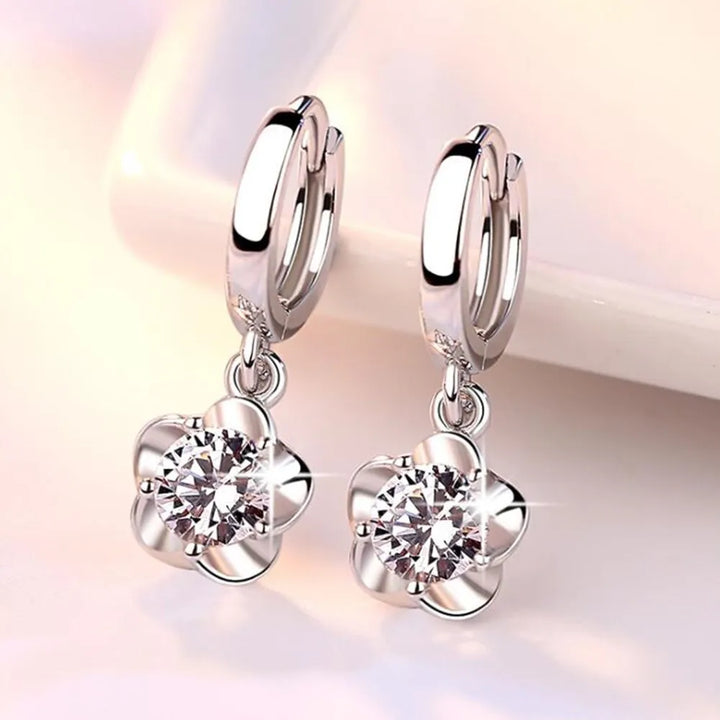 Yvette | Silver Earrings with Purple and White Zirconia