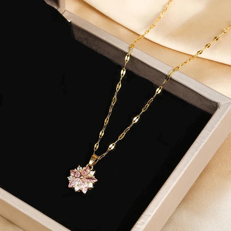 Rosalie | Cherry Blossom Necklace in Stainless Steel