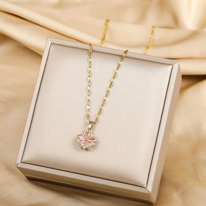 Rosalie | Cherry Blossom Necklace in Stainless Steel