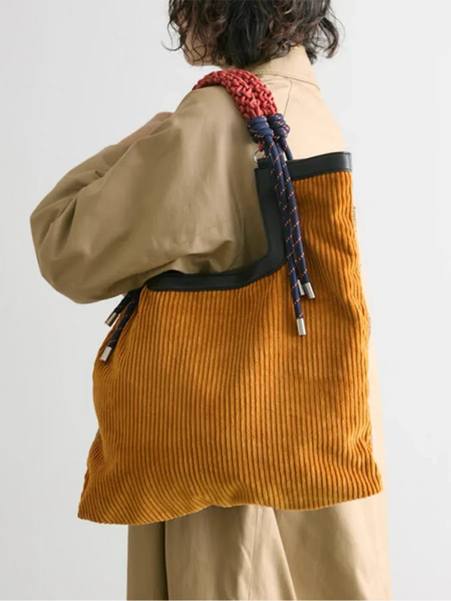 Corduroy Carryall Bucket Bag