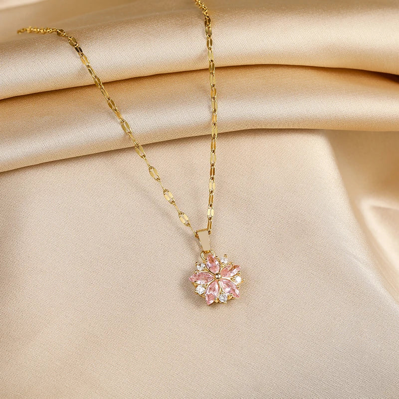 Rosalie | Cherry Blossom Necklace in Stainless Steel