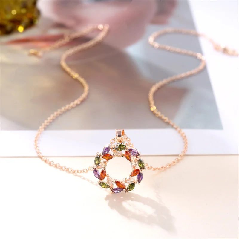 Glenda | Shimmering Rainbow Pendant Necklace