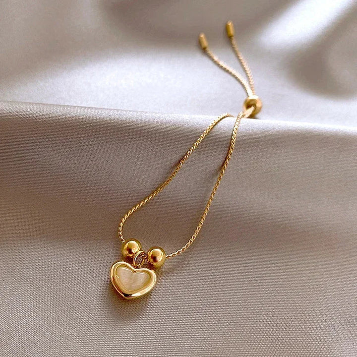 Melba | Gold-Coated Peach Opal Heart Bracelet