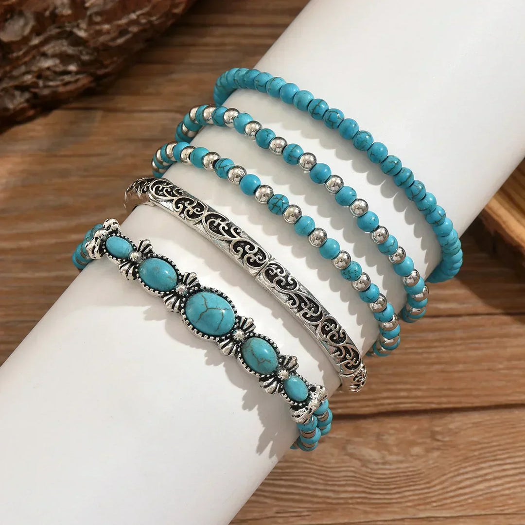 Iona | Turquoise Beaded Bracelet Set