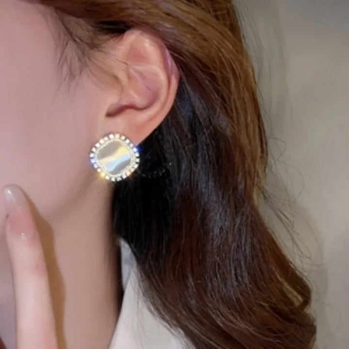 Pamela | Square Earrings with Opal and Cubic Zirconia