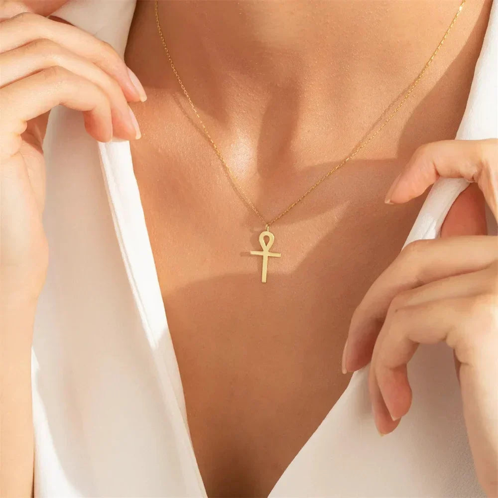 Cleo | Gold Ankh Pendant Necklace