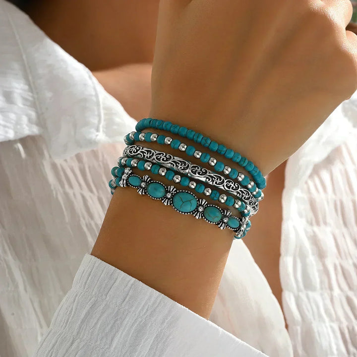 Iona | Turquoise Beaded Bracelet Set