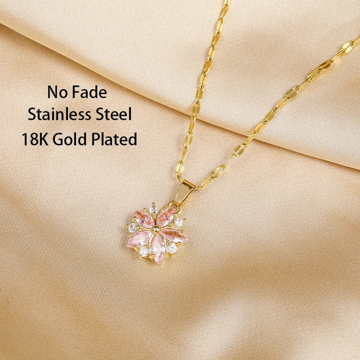 Rosalie | Cherry Blossom Necklace in Stainless Steel