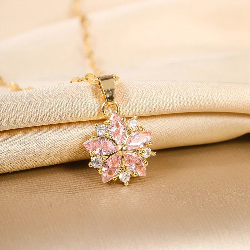 Rosalie | Cherry Blossom Necklace in Stainless Steel