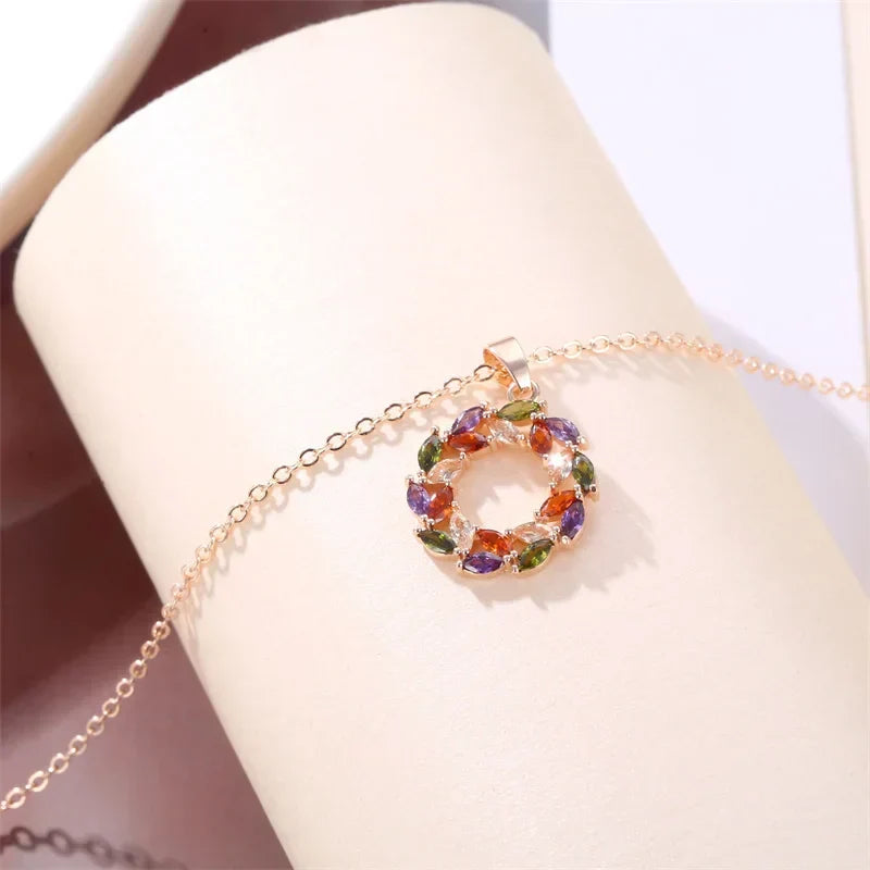 Glenda | Shimmering Rainbow Pendant Necklace