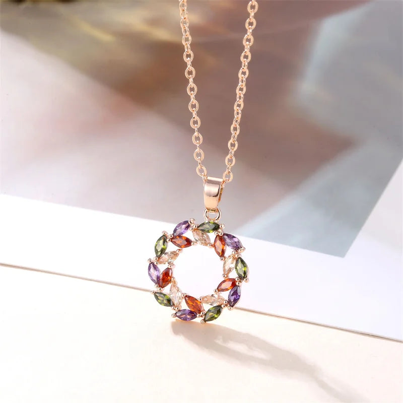 Glenda | Shimmering Rainbow Pendant Necklace